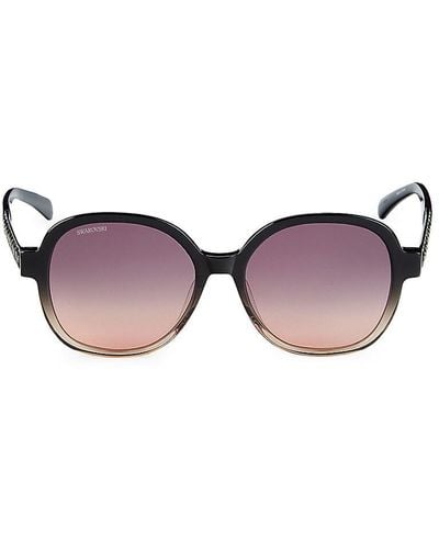 Swarovski 56mm Faux Crystal Square Sunglasses - Pink