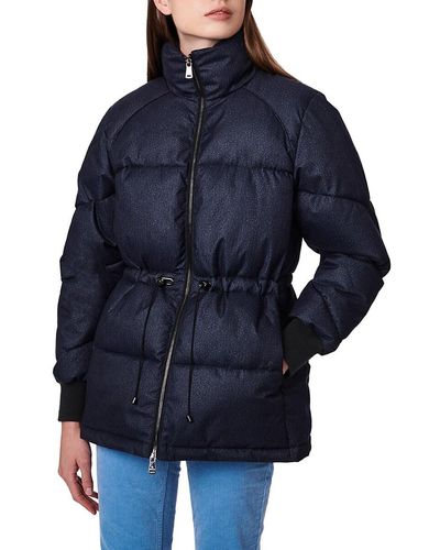 Bernardo Herringbone Puffer Jacket - Blue