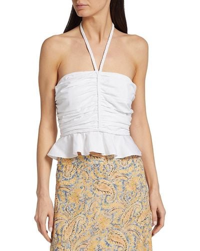 Veronica Beard Arienne Ruched Top - White
