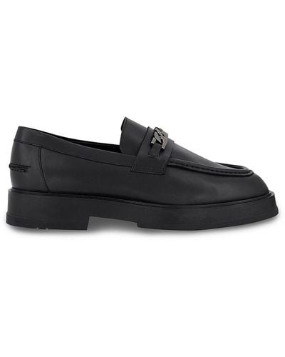 Karl Lagerfeld Chain Link Leather Loafers - Black