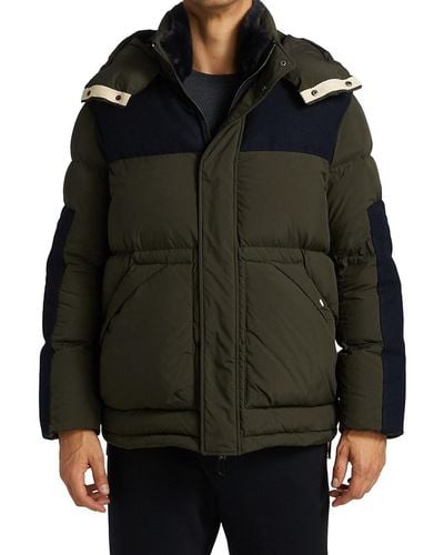 Emporio Armani Colorblock Hooded Puffer Jacket - Green