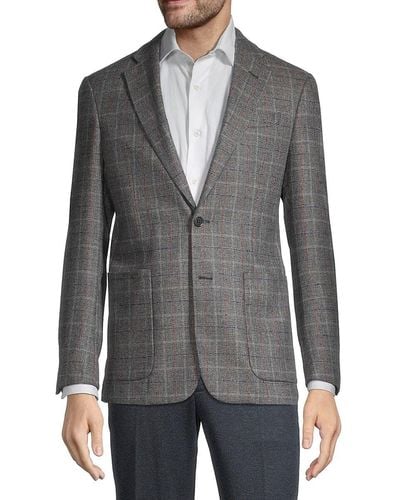 Armani Regular-fit Plaid Sportcoat - Gray