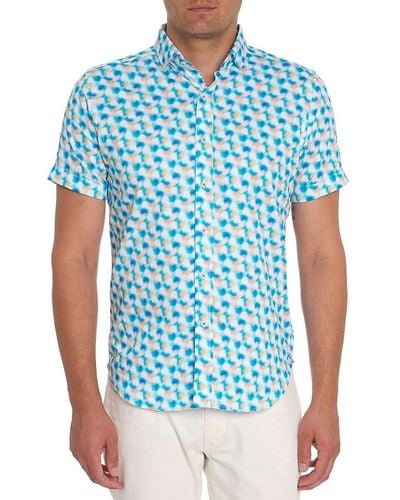 Robert Graham Hewlett Satin Button-up Shirt - Blue