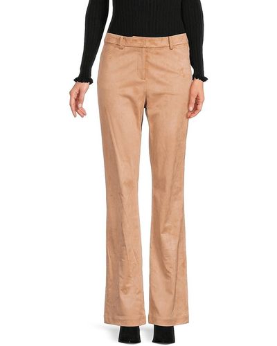 Donna Karan Faux Suede Flare Trousers - Natural