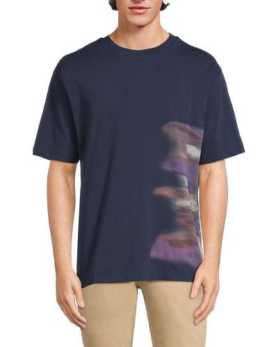 Scotch & Soda Blurred Landsacape Crewneck T Shirt - Blue