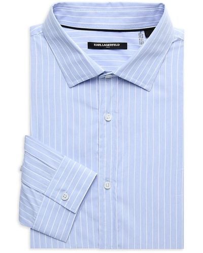 Karl Lagerfeld Striped Dress Shirt - Blue