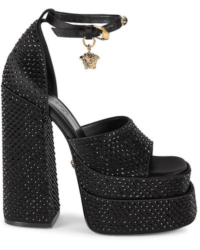 Versace Studded Platform Sandals - Black