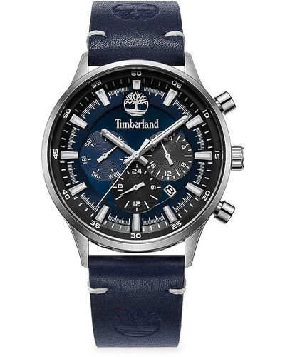 Timberland Dress Sport 44mm Stainless Steel & Leather Strap Chronograph Watch - Blue