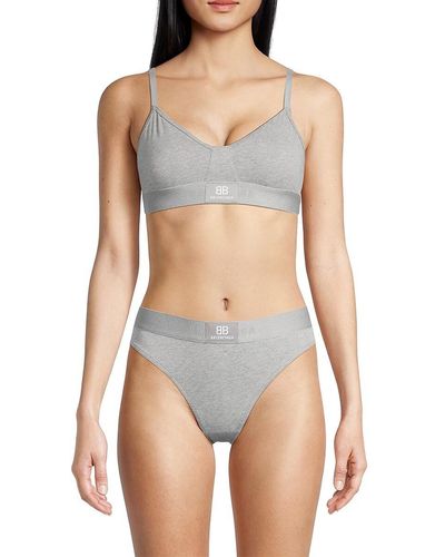 Balenciaga Logo Patch Sport Bra - Gray