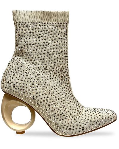 Lady Couture Barbie Rhinestone Studded Sock Boots - Natural