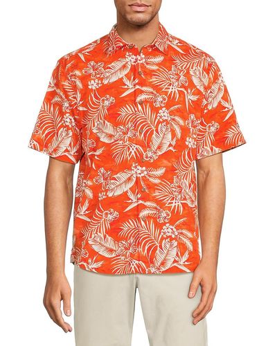 Tommy Bahama 'Aqua Lush Tropical Print Shirt - Orange