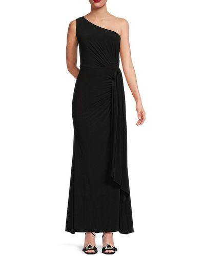 Vince Camuto One Shoulder Overlay Gown - Black