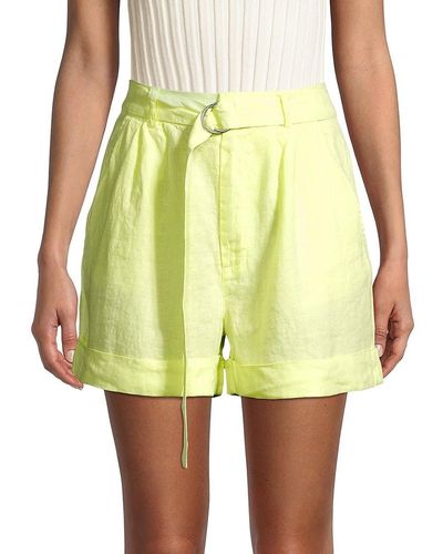 Joie Dixon High-Waist Linen Shorts - Yellow