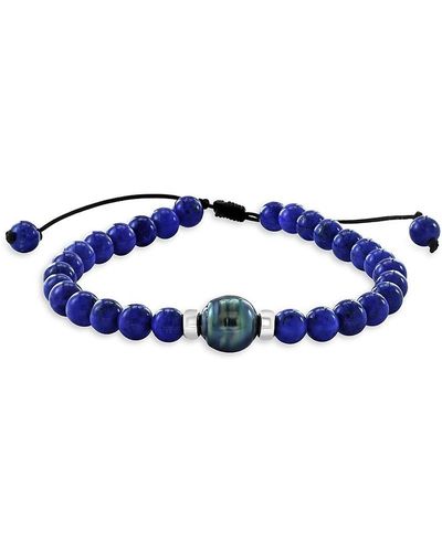 Effy Sterling Silver, Lapis Lazuli & 10mm Tahitian Pearl Bracelet - Blue