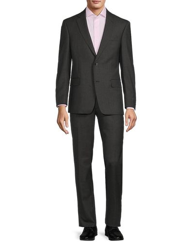 Saks Fifth Avenue Saks Fifth Avenue Modern Fit Crosshatch Wool Blend Suit - Black