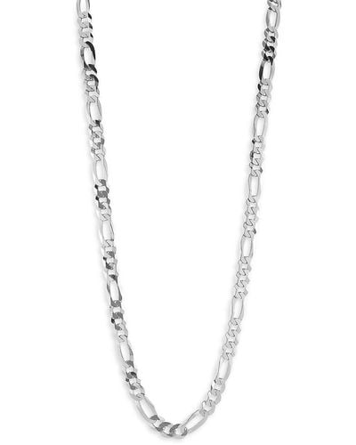 YIELD OF MEN Rhodium Plated Sterling Silver Figaro Necklace - White
