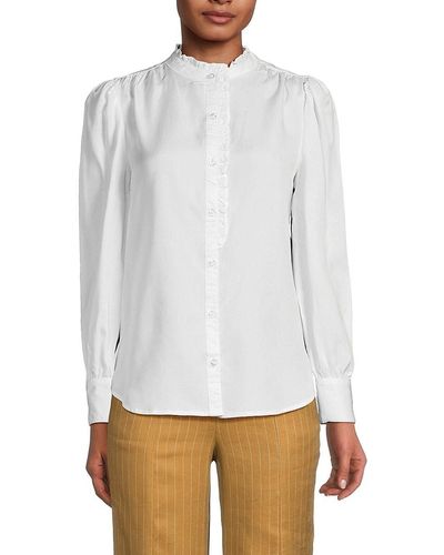 Saks Fifth Avenue Saks Fifth Avenue Ruffle Button Up Blouse - White