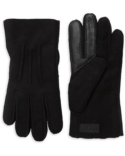 UGG Shearling Fur & Leather-trim Tech Gloves - Black