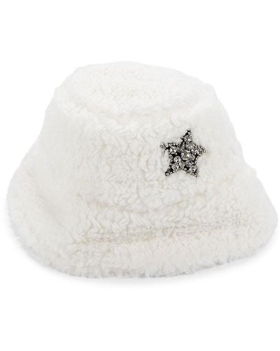 Jocelyn Faux Shearling Bucket Hat - White