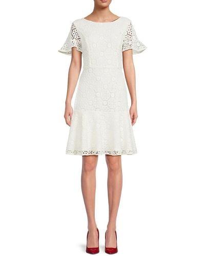 FOCUS BY SHANI Embroidered Lace Dress - White