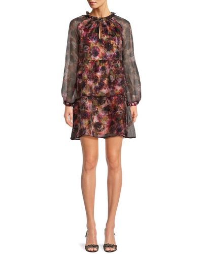 Marie Oliver Milan Floral Mini Tiered Dress