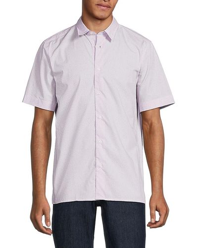 HUGO Ebor Dotted Short Sleeve Button Down Shirt - White