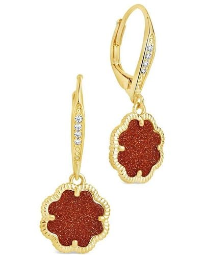 Sterling Forever Rose Petal 14k Goldplated, Cubic Zirconia & Faux Stone Drop Earrings - White