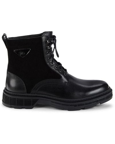 Zanzara Andros Leather & Suede Combat Boots - Black