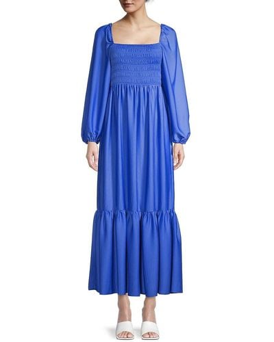 Emanuel Ungaro Ava Tiered Smocked Maxi Dress - Blue