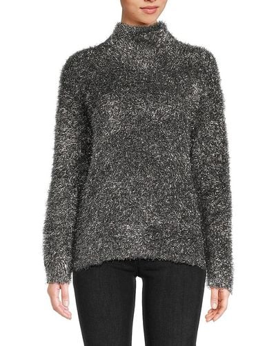 Calvin Klein Highneck Metallic Sweater - Gray