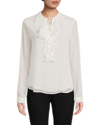 Tommy Hilfiger Crinkle Ruffle Blouse - White