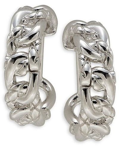 Judith Ripka Sterling Silver Curb Link Hoop Earrings - White