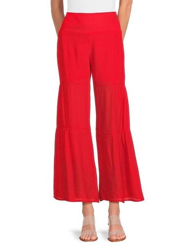 Nanette Lepore Solid Wide Leg Trousers - Red