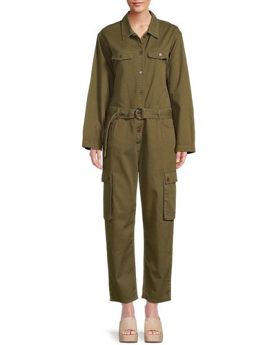 Maje Belted Straight Leg Utility Jumpsuit - Green