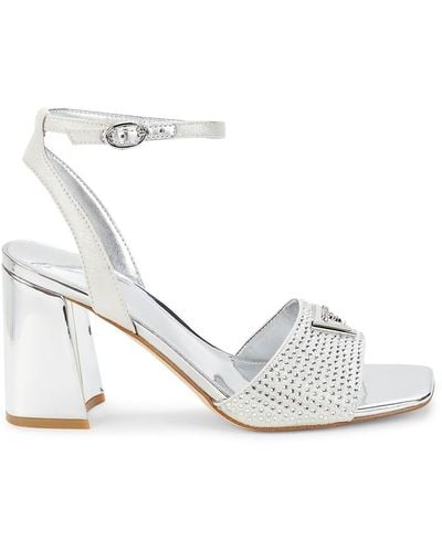 Guess Gelya Studded Block Heel Sandals - White