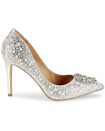 Badgley Mischka Cherr Ii Crystal Buckle Embellished Court Shoes - Metallic