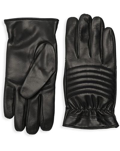 Portolano 'Ribbed Leather Gloves - Black