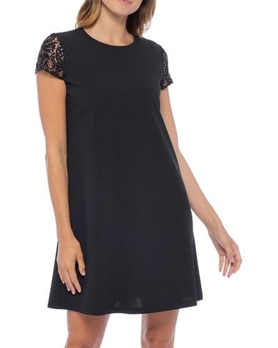 Marina Sequin Lace Mini Dress - Black