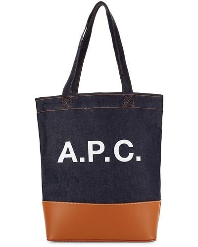 A.P.C. A. P.C. Axel Logo Denim Tote - Blue