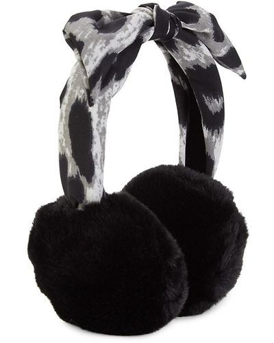 Vince Camuto Leopard Knotted-band Faux Fur Earmuffs - Black