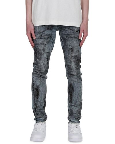 Purple Brand Brand P001 X-Ray Foil Low-Rise Skinny Jeans - Blue