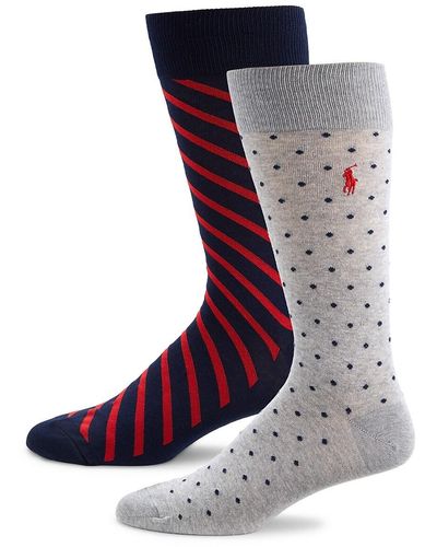Polo Ralph Lauren 2-pack Assorted Crew Socks - Gray