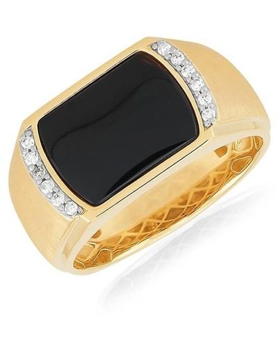 Saks Fifth Avenue 14K, 7 Diamond Signet Ring - Multicolour