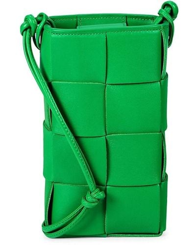 Bottega Veneta Intrecciato Leather Phone Pouch - Green