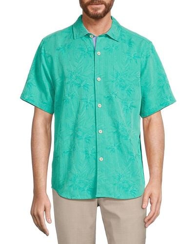 Tommy Bahama 'Coconut Point Palm Print Shirt - Gray