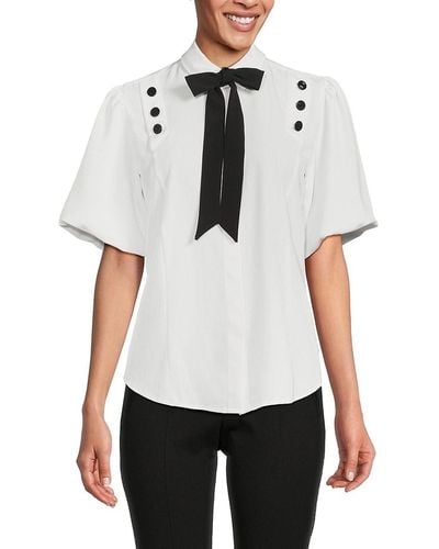 Karl Lagerfeld Puff Sleeve Sailor Blouse - White