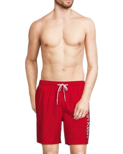 Calvin Klein Core Volley Logo Swim Shorts - Red