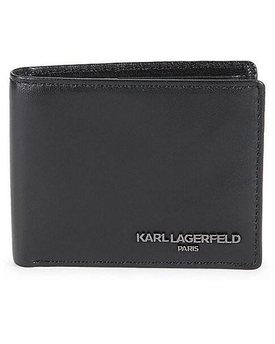 Karl Lagerfeld Bi Fold Leather Wallet - Black