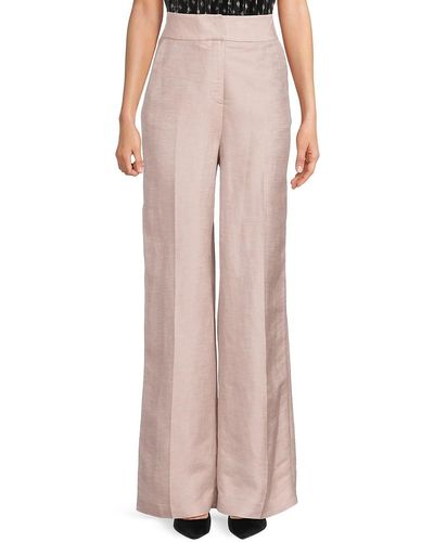 Calvin Klein Flat Front Linen Blend Trousers - Pink
