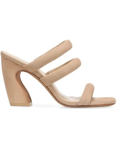 Vince Dara 90mm Strappy Suede Mules - White